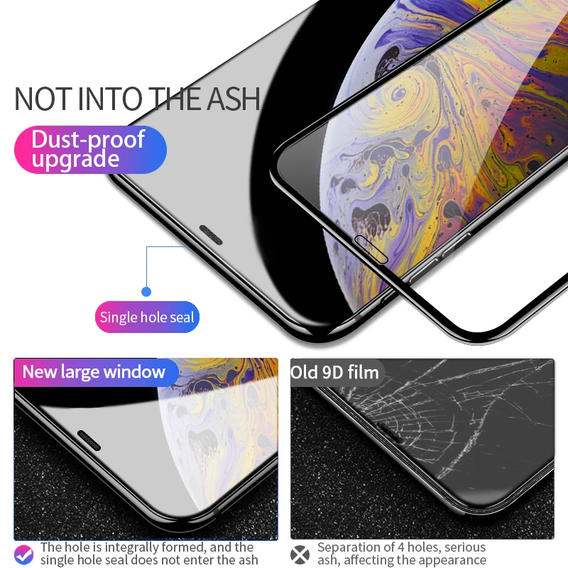 Защитное закаленное стекло для iPhone X HD полноэкранное 7 XR XsMAX 6 s 6splus 7plus 8plus|action