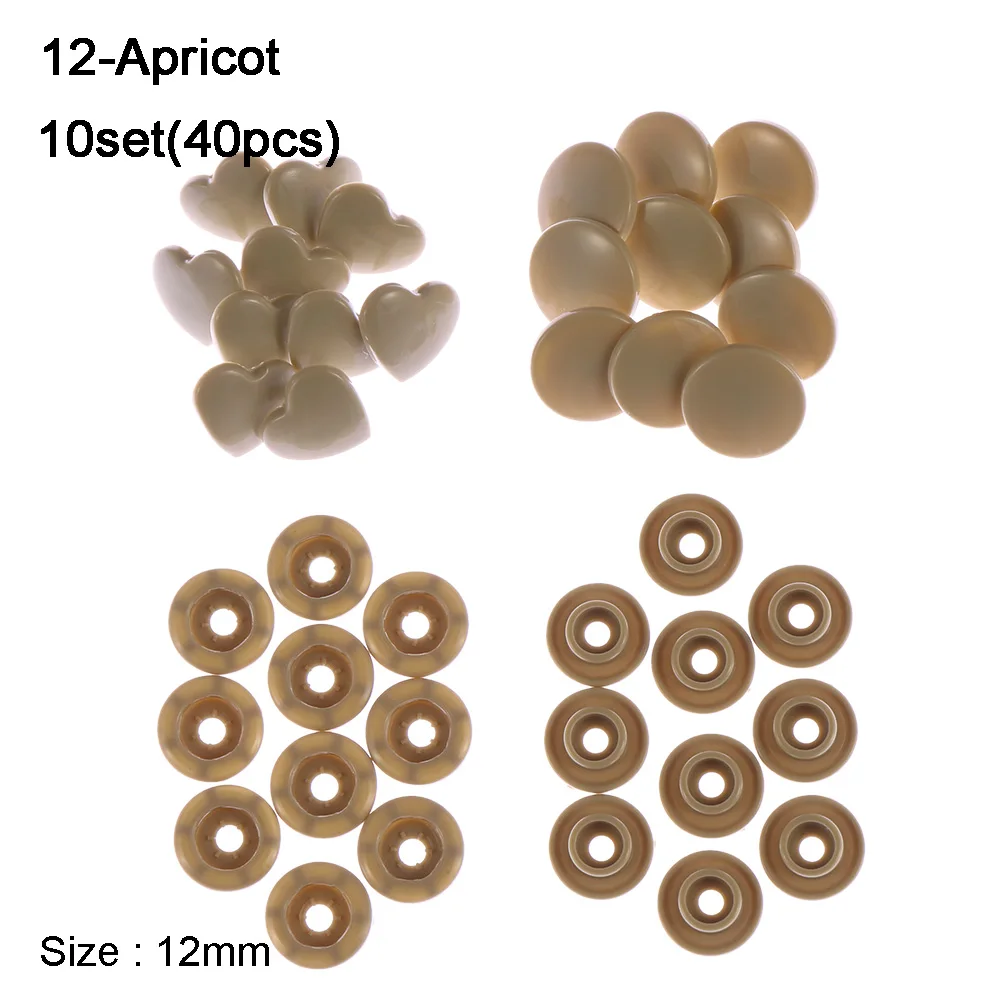 Apricot 10 компл.(40 шт.) 12 мм кнопки "сделай сам" скрапбукинг Швейные аксессуары Любовь Сердце Пластиковые застежки кнопки - Цвет: Apricot