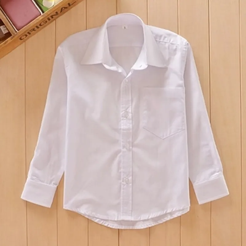 Новый стиль для мальчиков белая рубашка одежда маленьких топ с длинными рукавами