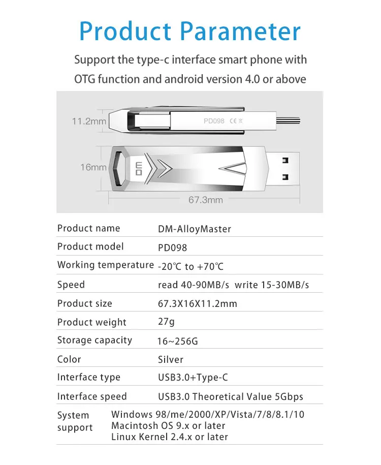 DM USB флеш-накопитель 3,0 USB C OTG Флешка 128 64 32 ГБ для Xiaomi Redmi5 для samsung S9 Plus Note 9 карта памяти, Флеш накопитель PD098