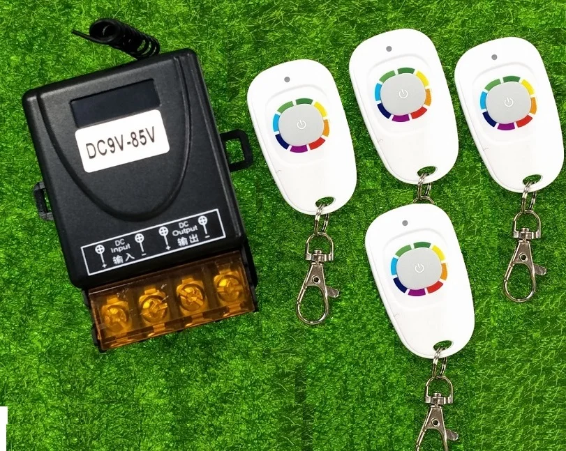 Беспроводной Радиочастотный выключатель света, DC 9 В, 12 В, 24 В, 36 В, 48 В, 1 канал, 10 А, релейный выход, модуль радиоприемника + однокнопочный передатчик