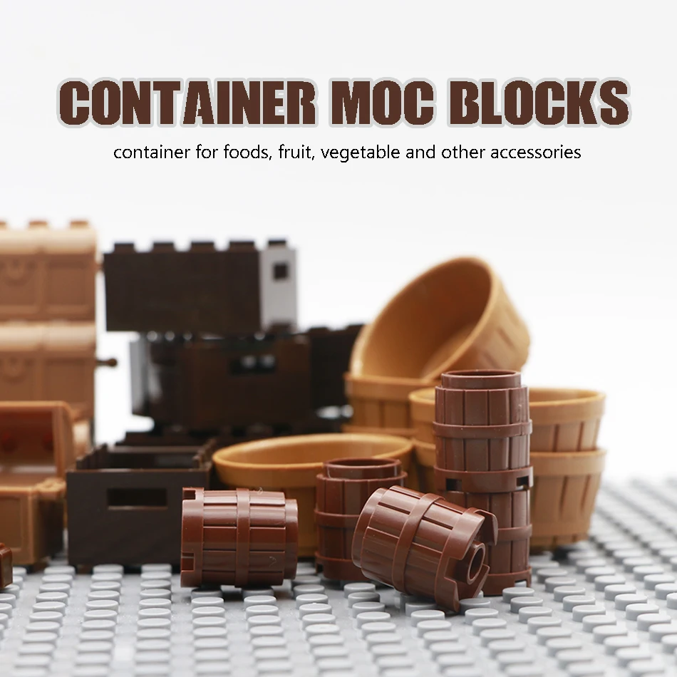 Кубики из блоков MOC бочонок контейнер для посуды сундук с сокровищами игрушки