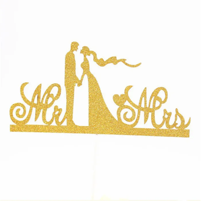 H129 Cake Topper Топпер для торта, свадебные Серебряные вечерние принадлежности, топпер для торта жениха и невесты, украшение для свадьбы, Свадебный Топпер для торта - Цвет: H129 Cake Topper
