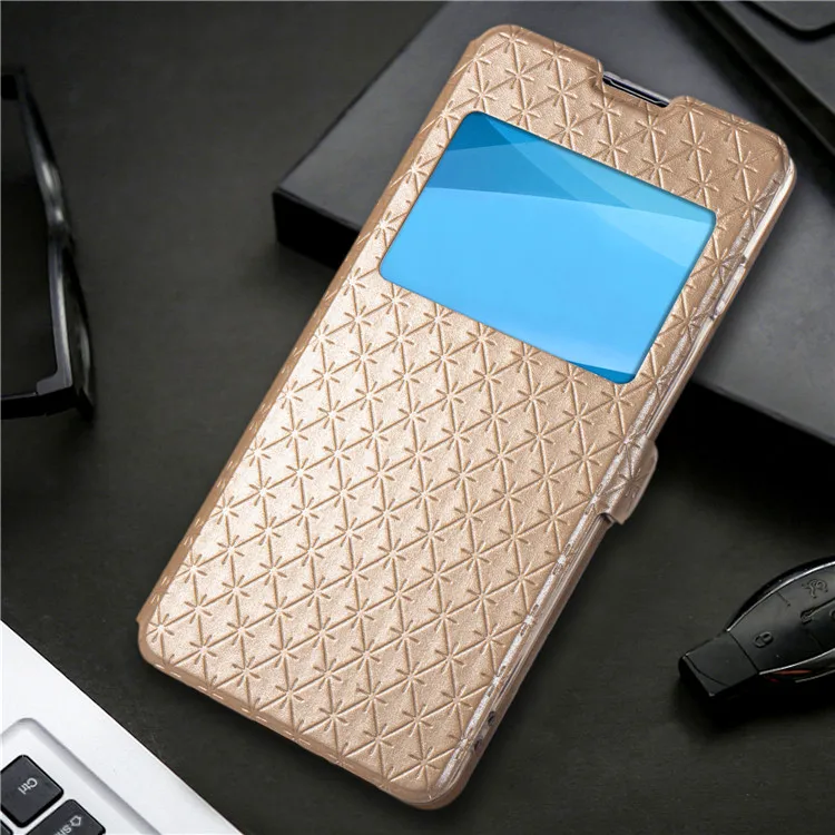 Золотой Кожаный чехол с окошком для Xiao mi Red mi Note 7 Pro, блестящий флип-чехол-книжка с блестками, чехол-книжка для Red mi Note 7, кошелек с отделением для карт, чехол-подставка - Цвет: Золотой