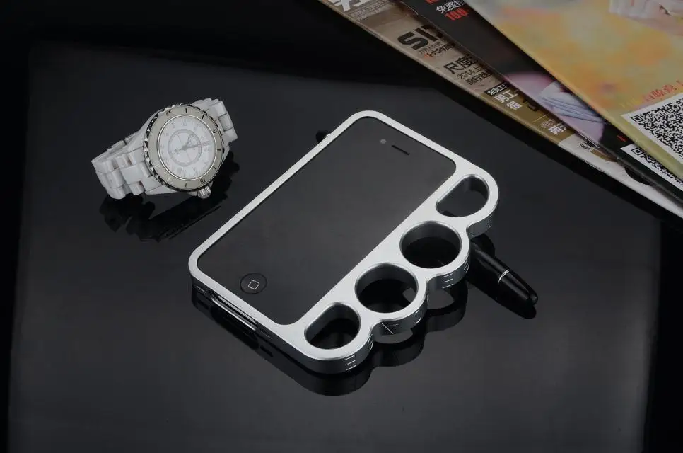 silver Алюминиевый сплав бампер для IPhone 7 7 plus Мода Господь Кольца Knuckles Finger Телефон кадров чехол 4,7/5,5 дюймов - Цвет: silver