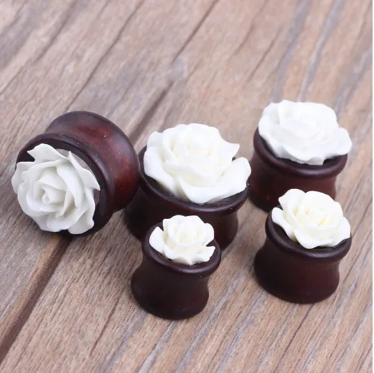 Полые серьги гвоздики из натурального бамбука 8 ~ 20 мм Цветок|ear plugs|ear plugs earingsear flowers