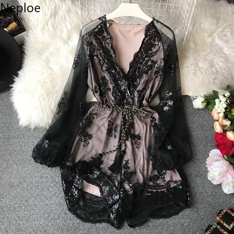 Боди с тяжелой вышивкой nesloe женские комбинезоны короткие летние пайетками 2020