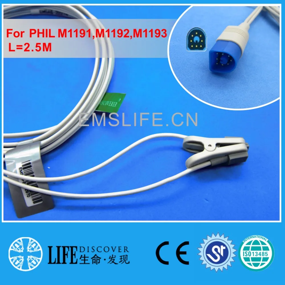 

Long cable child or neonate ear clip spo2 sensor for PHIL M1191,M1192,M1193