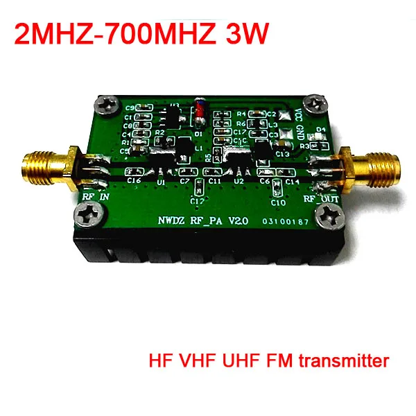 2MHZ 700MHZ 3W HF VHF UHF FM передатчик RF усилитель мощности для Ham Радио напряжение DC 12