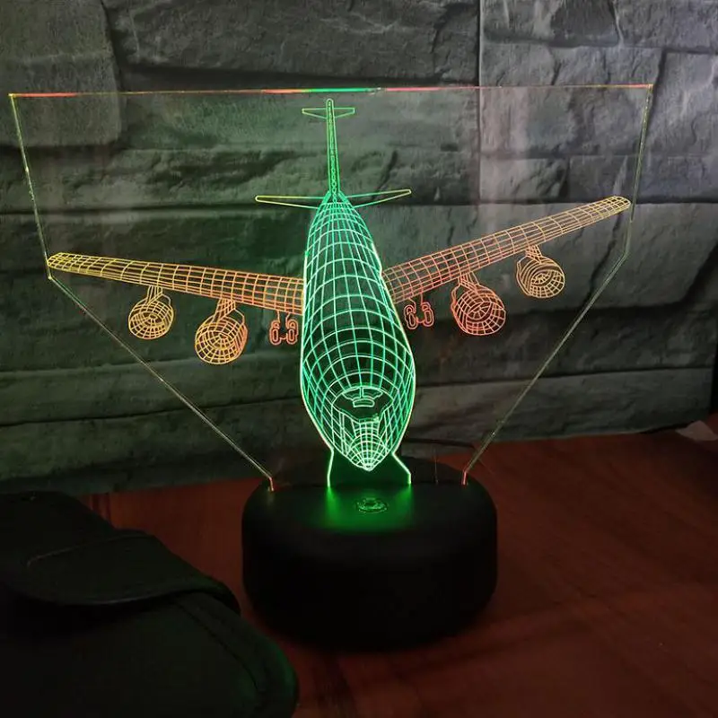 Самолет красочный сенсорный зарядка Led 3d лампа подарок для нового авиалайнера 2018