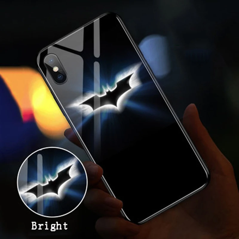EKIND чехол из закаленного стекла для телефона для iPhone X XS XSMAX со светодиодным логотипом, роскошный стеклянный чехол для iPhone, защитный чехол для телефона