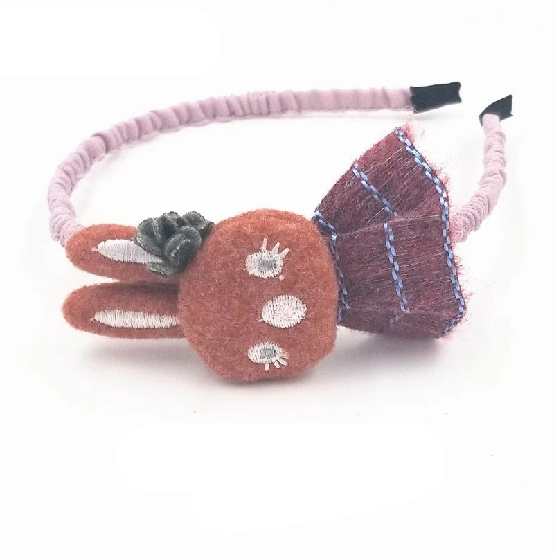 Cute cartoon rabbit headbands hairband girls handmade cloth wool hair hoop children kawaii flower skirt accessories | Детская одежда и