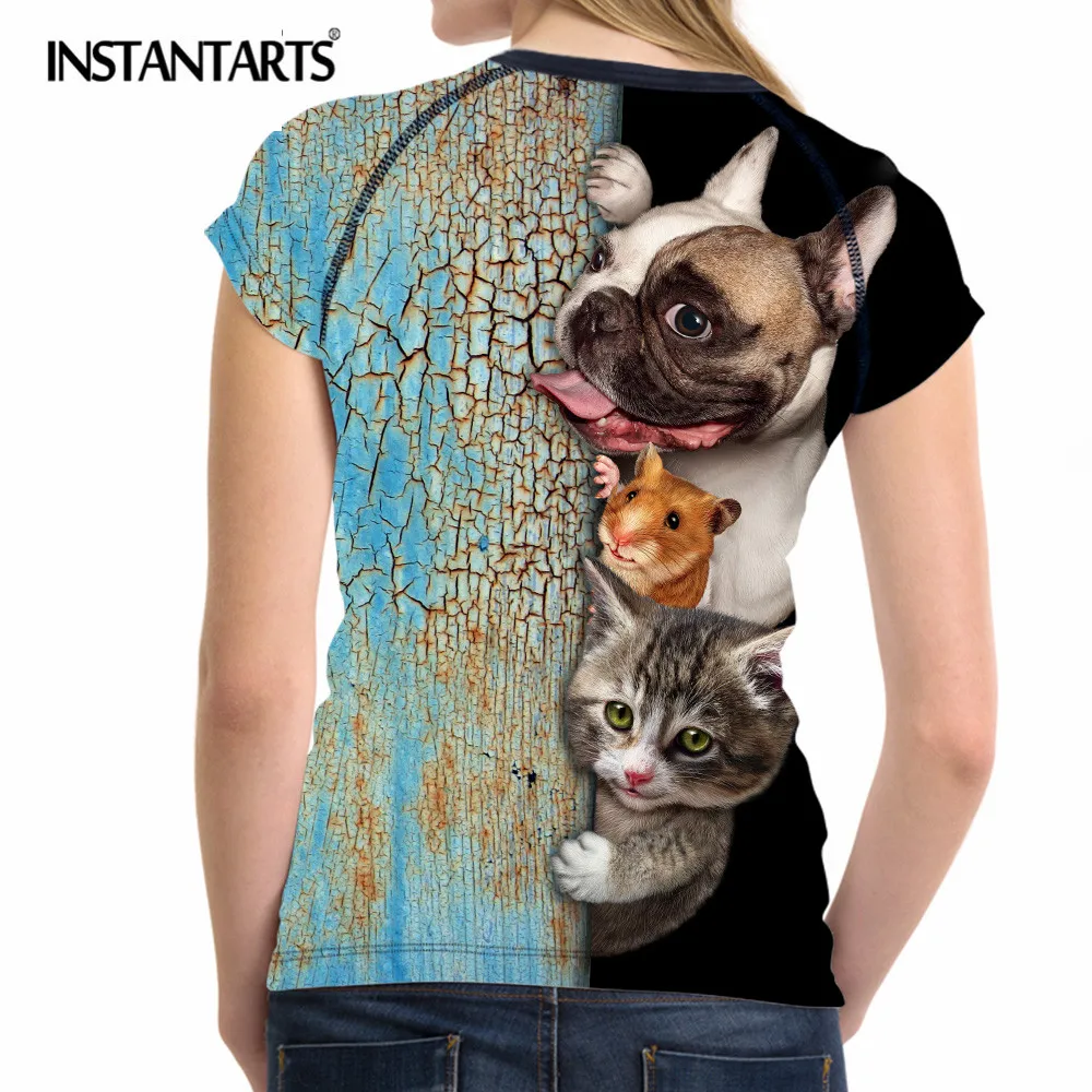 INSTANTARTS Breathable Sport Ladies Running T Shirt 3D Cat Dog Pattern Outdoor Yoga Fitness Tshirt Girl Short Sleeve | Спорт и