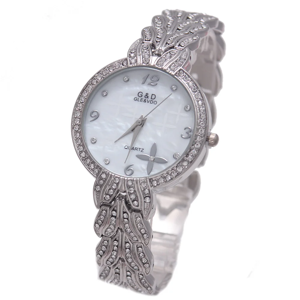 

2016 Luxury G&D Women Quartz Wristwatchs Silver Analog Quartz Watch Stainless Steel Strap Relojes Mujer Diamonds Bracelet Gifts