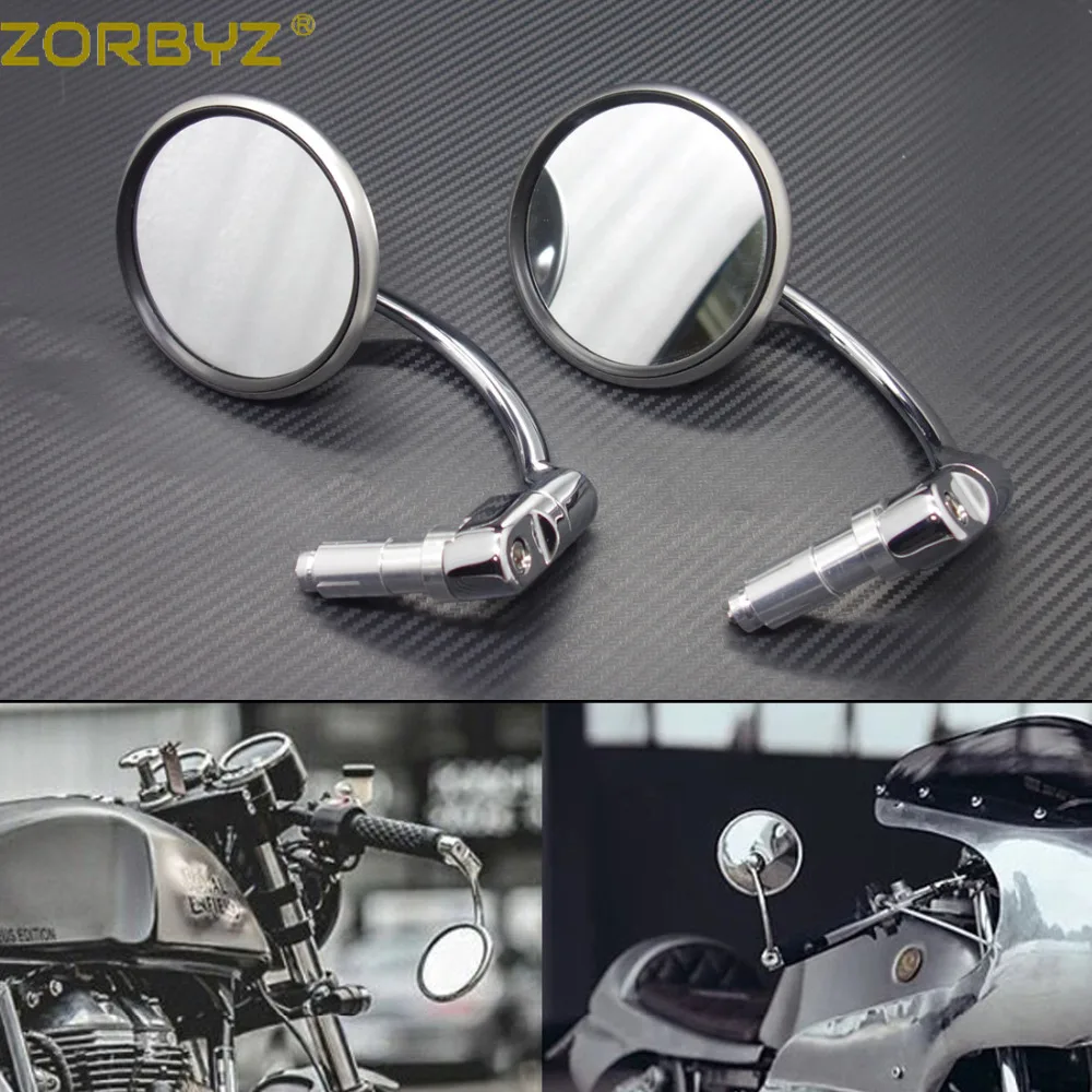 ZORBYZ мотоциклетное серебряное металлическое ретро зеркало 7/8 дюйма 22 мм с круглой