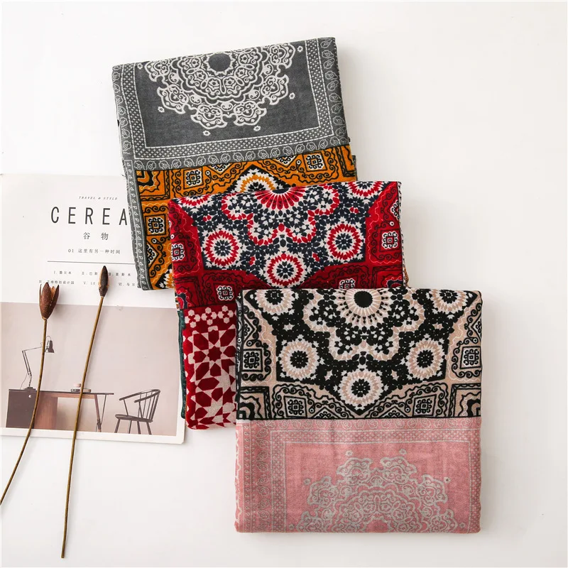 Женская модная богемная Геометрическая бахрома шаль из вискозы шарф Printe Echarpe