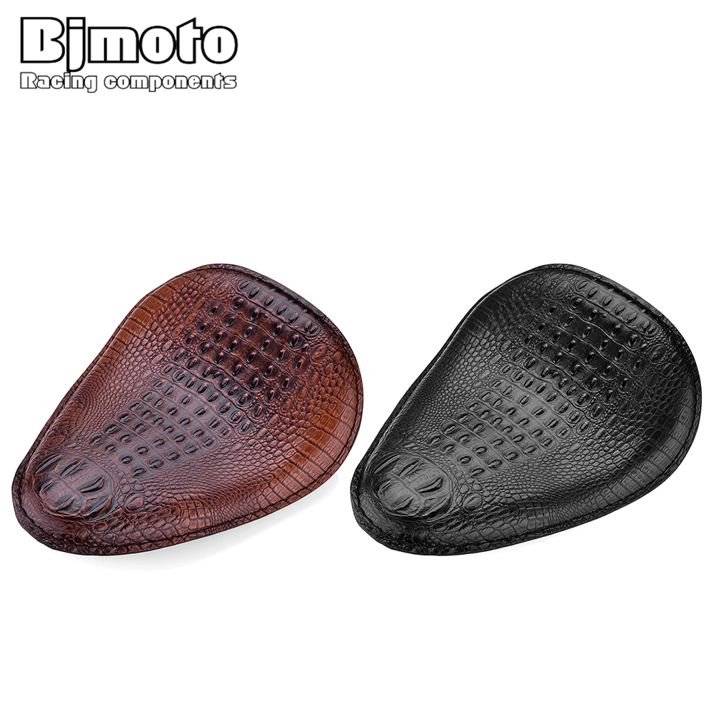 

BJMOTO Black/Brown Motorcycle Retro Crocodile Leather Style Solo Seat Cover Pad For Harley Sportster Bobber Chopper Custom