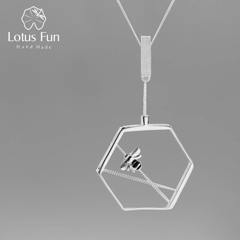 Lotus Fun Твердые Подвески из стерлингового серебра 925 пробы для женщин полые геометрические насекомые пчелы кулон без цепи серебро 925 ювелирные изделия подарок