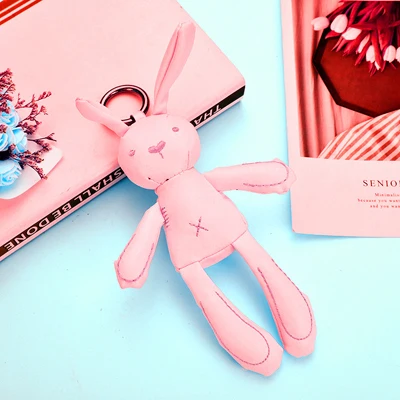 pink Горячая Мода Кролик Медведь брелок Брелоки с орнаментом Poret Clef милый брелок для ключей держатель женская сумка автомобильный кулон EH320 - Цвет: pink