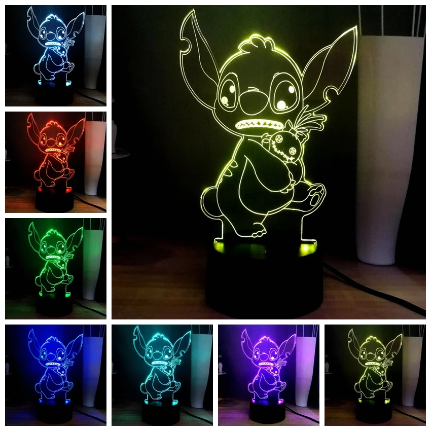 Мультфильм стежка 3D иллюзия света RGB 7 цветов изменить светодиодный ночной Светильник для создания уютной атмосферы украшения USB Touch прикроватная лампа подарок на день рождения