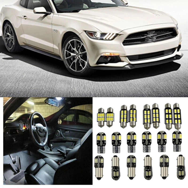Аксессуары Tcart для ford mustang gt 6 шт. без ошибок белые Внутренние светодиодные лампы