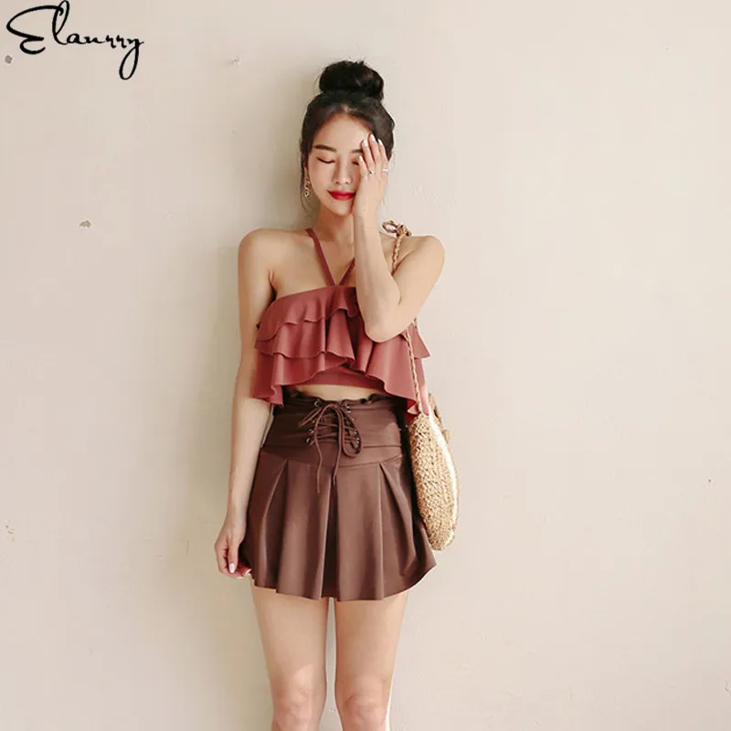 2019 высокий Васит танкини набор поплавок женщин бикини комплект купальное платье