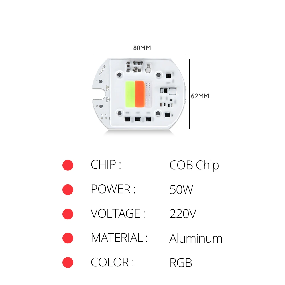 Светодиодный RGB чип-лампа 50 Вт COB умный IC автоматический режим диодный массив