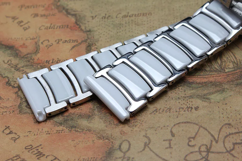 

20mm 22mm White Ceramic watchbands stainless steel metal Buckle high quality watch accessories 2016 new promotion hour bracelets