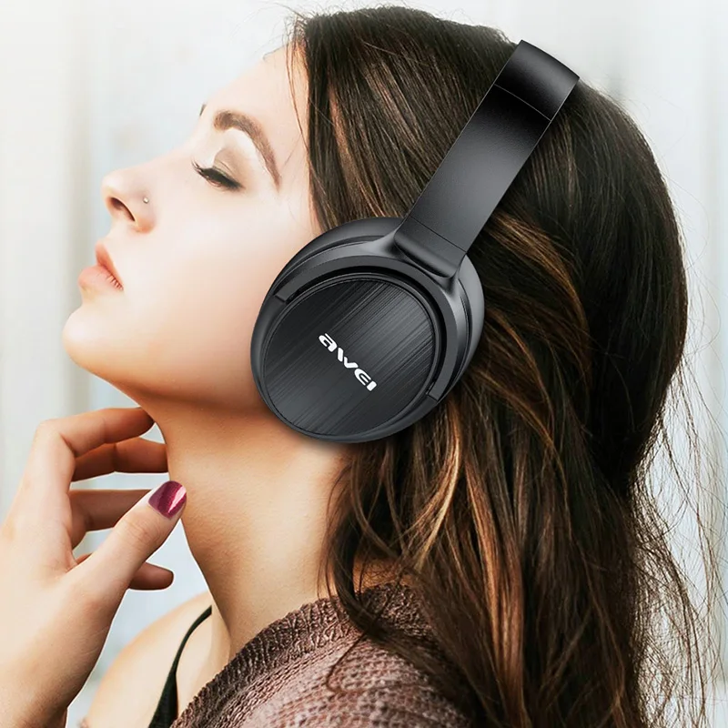 AWEI Budget Bluetooth V5.0 Gaming Headphone Wired Wireless Stereo Handsfree Headset AAC Noise Cancelling With Mic Support TFcard