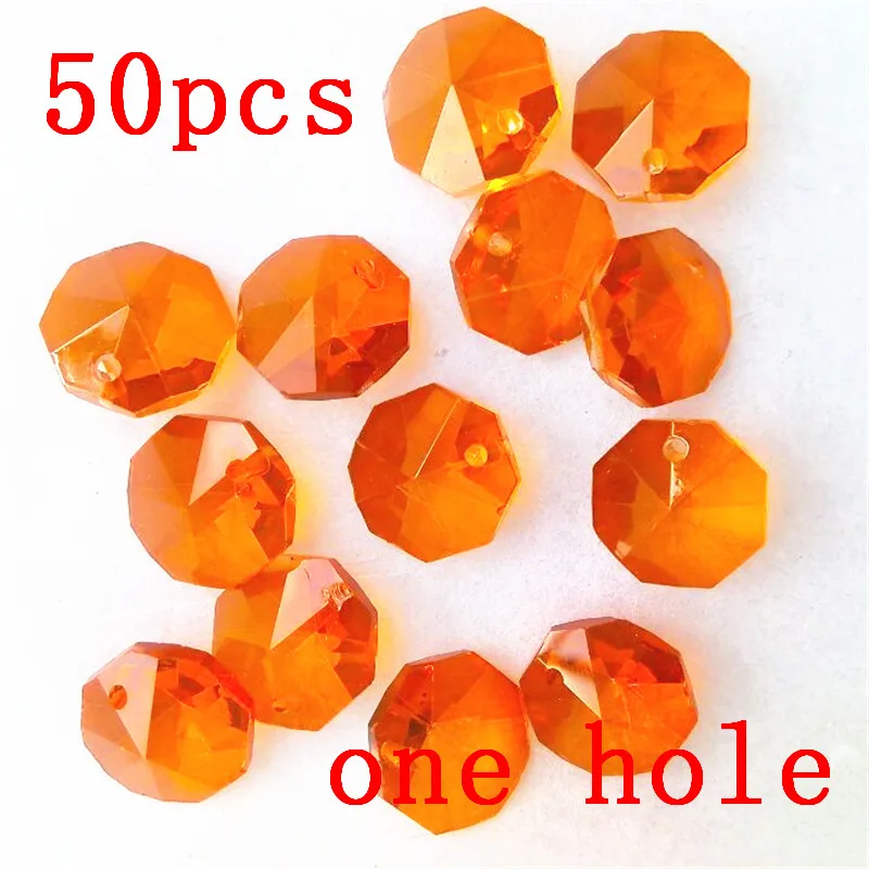 Восьмиугольные бусины с оранжевыми и красными кристаллами 14 мм 1 отверстием