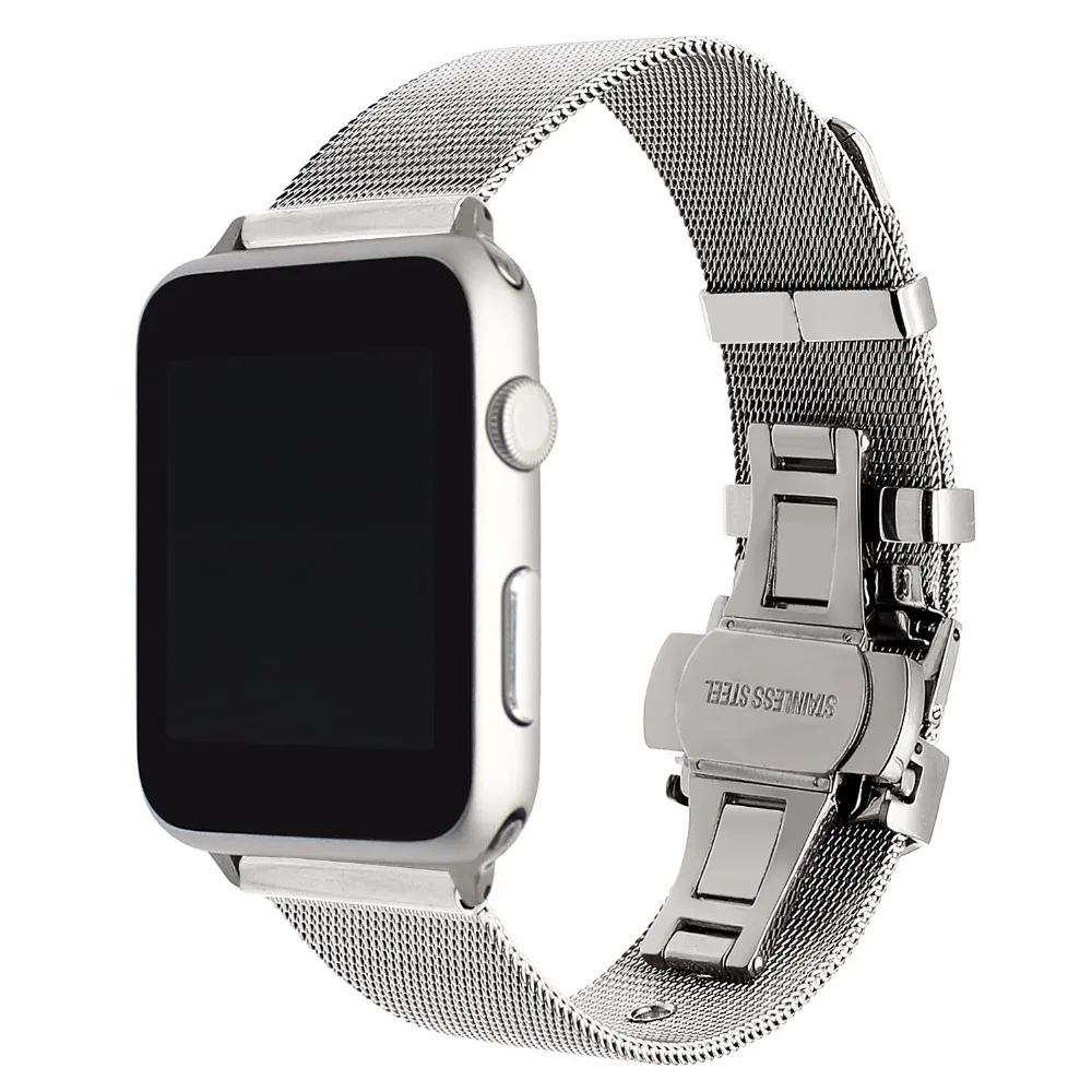 Миланский ремешок для часов + Бабочка Пряжка iWatch Apple Watch 38 мм 40 42 44 серия 5 4 3 2 1 из