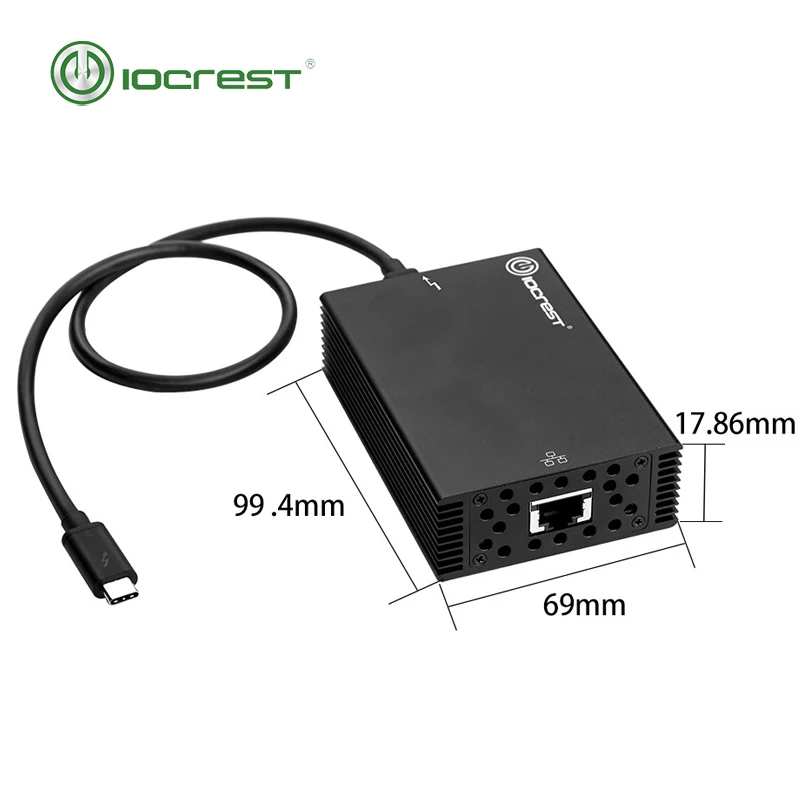 IOCREST certified 10 gigabit USB3.1 Type-C thunderbolt 3 wired nic network lan adapter intel chipset support Mac OS