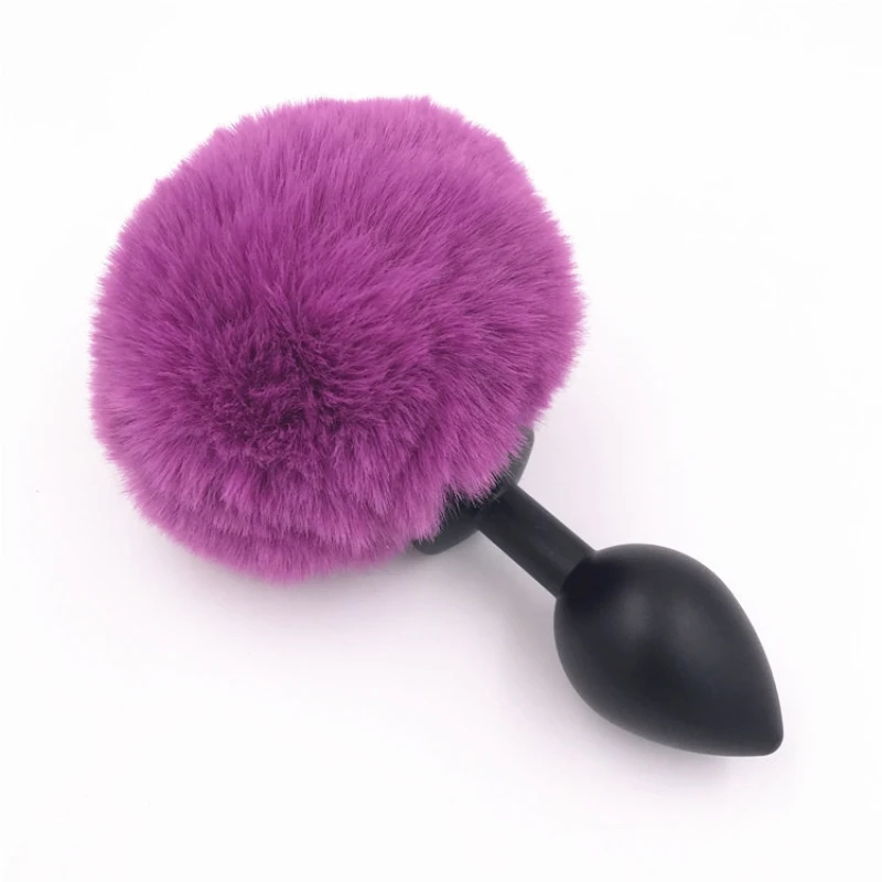 Metal Butt Plug Purple Pompon Rabbit Tail 3 Size Anal Sexy Bunny Dilatator Cosplay Sex Toys for Woman H8-65D | Красота и здоровье