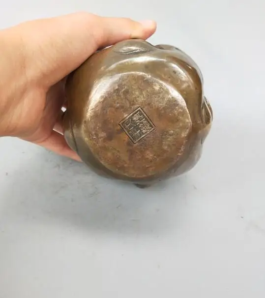 

Chinese pure brass pleasure, anger, sorrow, joy four face Buddha head statue