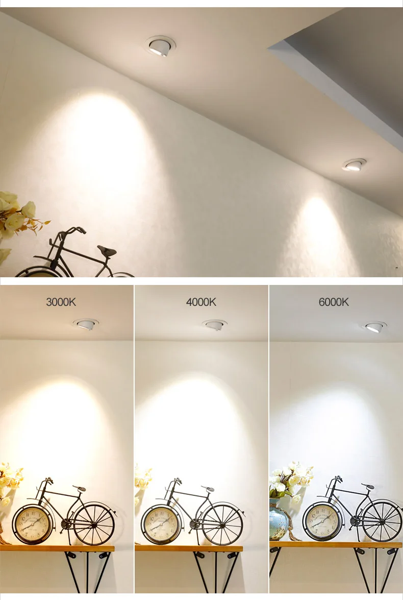 Dimmable Светодиодный точечный светильник со слоном в носу, встраиваемый потолочный светильник COB, светильник для гостиной, коридора, магазина одежды, осветительные приборы