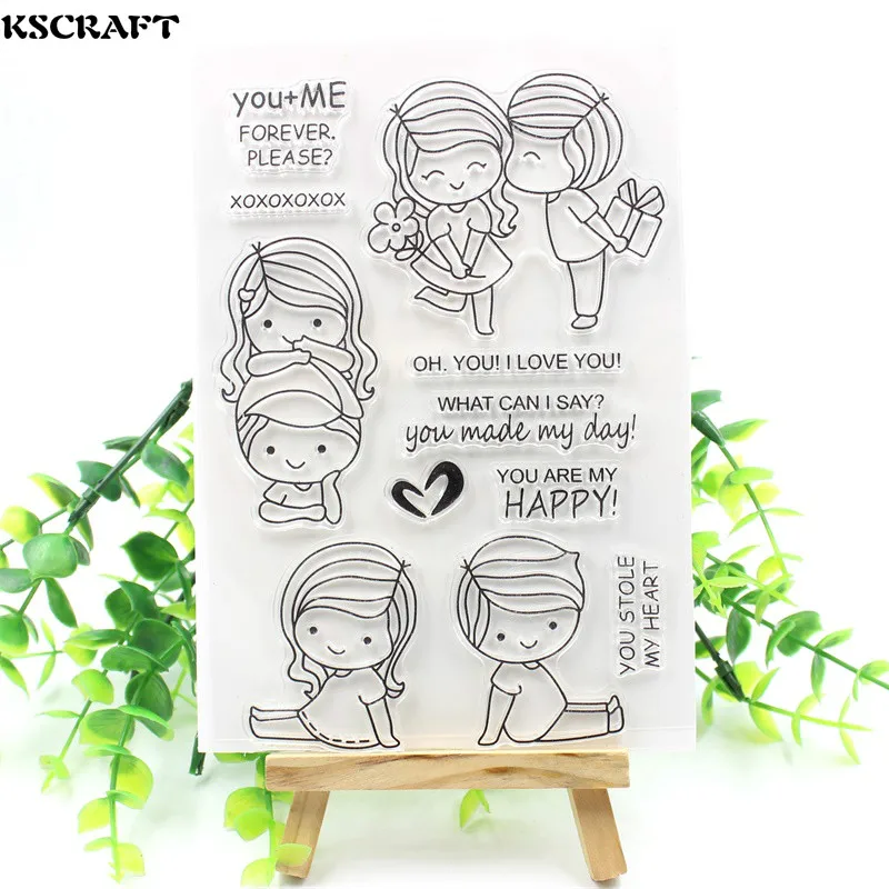 Прозрачные силиконовые штампы KSCRAFT Love You для скрапбукинга сделай