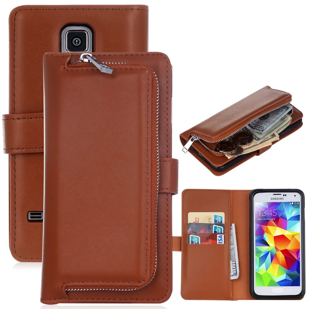 Роскошный кожаный чехол-кошелек на молнии для samsung Galaxy S5 S6 S7 Edge S8 S9 S10 Plus S10e Note 8 9 10 Магнитный чехол с несколькими отделениями для карт