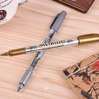 1 шт. Золотая Серебряная художественная ручка 14 см, металлический маркер, ручка сделай сам, скрапбукинг, ремесла, мягкая кисть, художественные маркеры, канцелярские принадлежности, школьные принадлежности