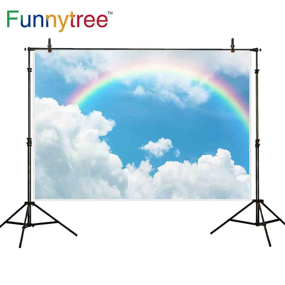 

Funnytree backgrounds for photography studio sky cloud rainbow nature view professional backdrop photobooth photocall printed