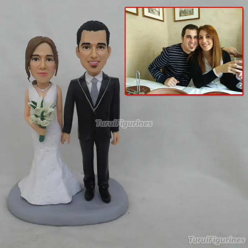 Пользовательский Bobblehead настроить торт для невесты и жениха Toppers Soccer Fans topper