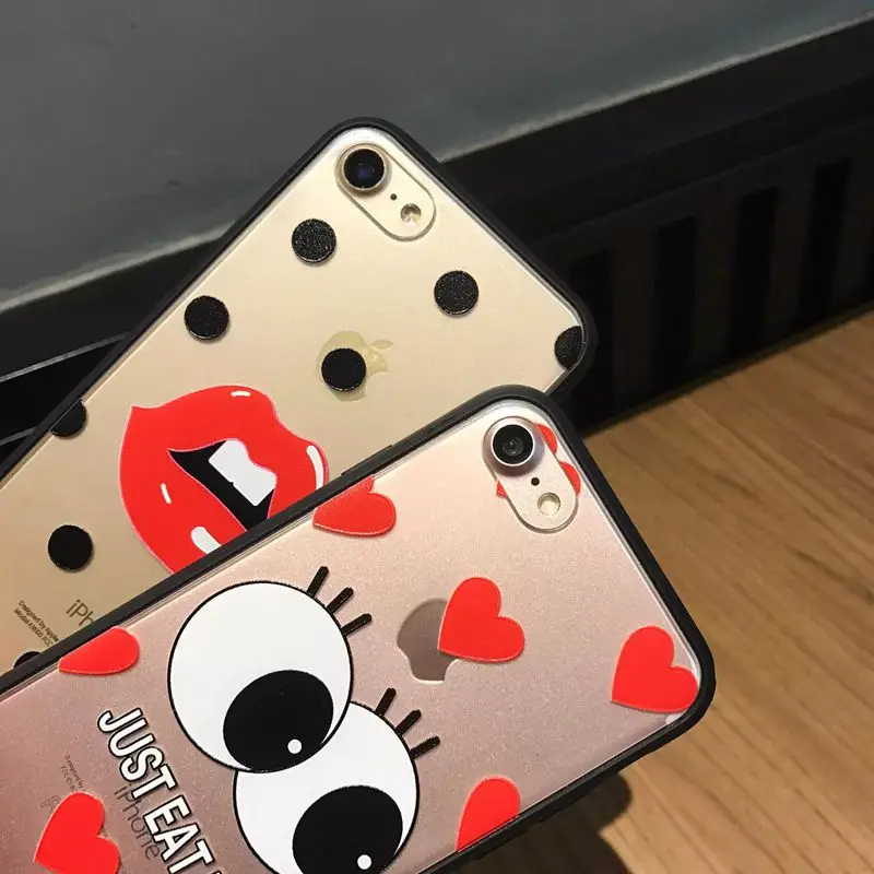 Красные Губы Волновой Точки Чехол Для Телефона iPhone 7 Plus 6 s плюс Мода Милые Большие