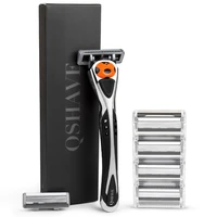 qshave black silver spider man manual shaving razor can choose gift box can design your name on handle 1pc handle 6pc x6 blade