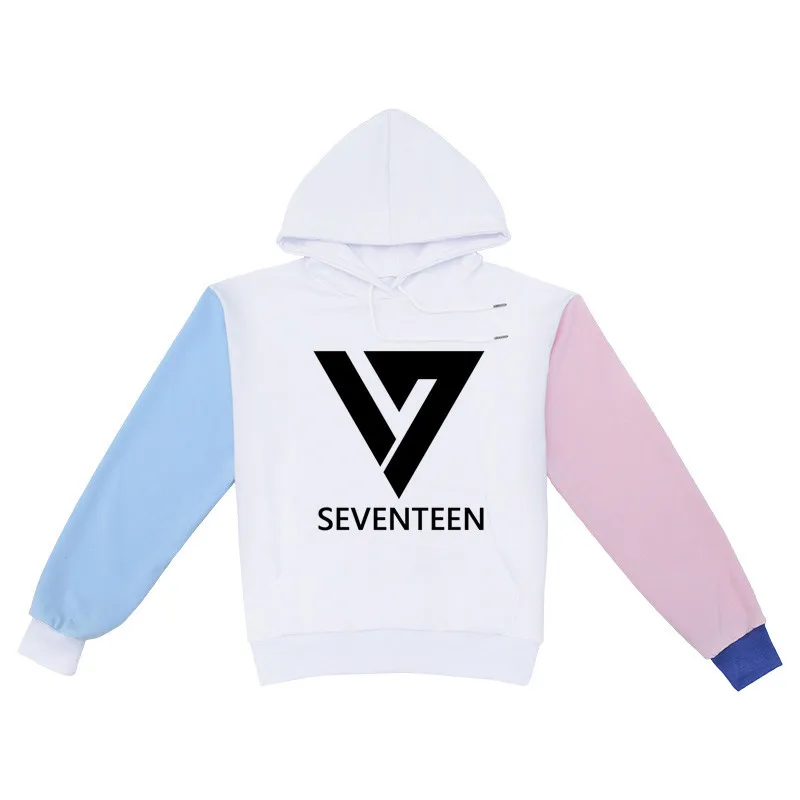 SEVENTEEN/Корейская одежда с волнистыми вставками свитер капюшоном в духе колледжа