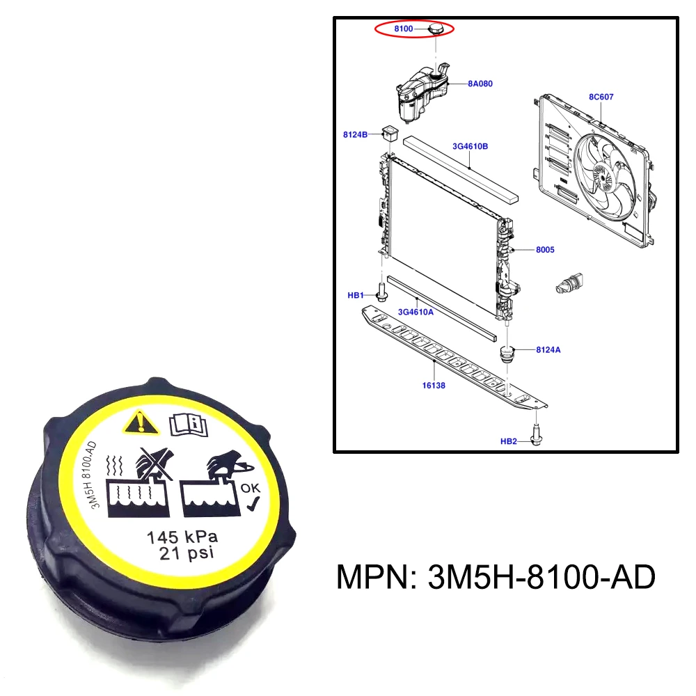 JEAZEA 3M5H-8100-AD черный Пластик расширительный бак воды радиатор Кепки для Ford Focus Fiesta C-max Mondeo transit