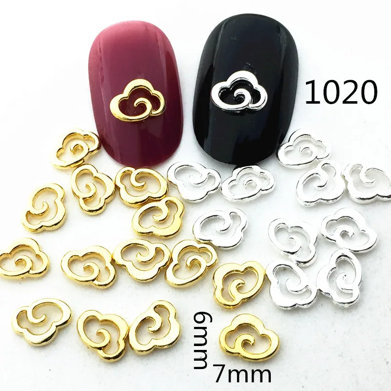 100pcs Metal hollow irregular cloud three-dimensional nail ornaments alloy white cloud nail paste