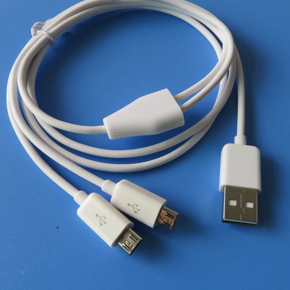 Белый 1 м 3 фута Android Micro USB сплиттер кабель 2 0 к двойному Y зарядный Бесплатная