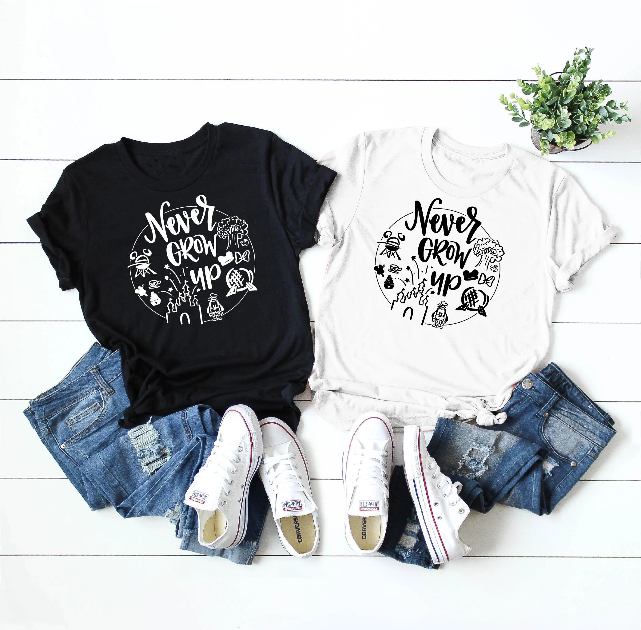 

Never Grow Up Graphic T-Shirt Hipster Casual Grunge Funny Print Girl Tee Women Cute Feminist Pink Clothing Tumblr Trendy Tops