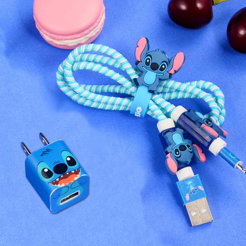 Новейший защитный набор USB кабеля для наушников с намоткой Мультяшные наклейки