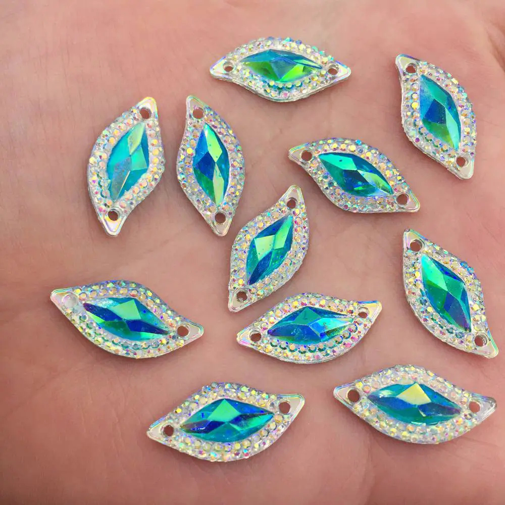 Сделай Сам 50 шт. AB смола особая форма плоские прозрачные стразы 2 отверстия