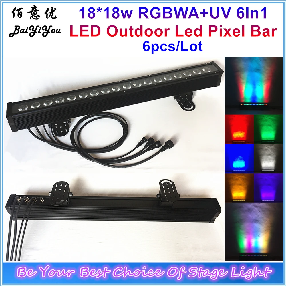 Новый 18*18 Вт RGBWA + УФ 6In1 светодиодный открытый прожекторы бар Единая панель с